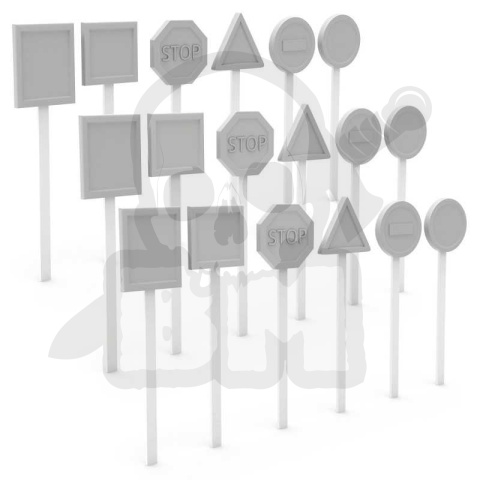 3D printed set - Traffic Signs 1:35 - znaki drogowe 18 szt.