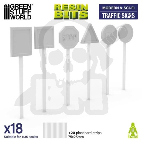 3D printed set - Traffic Signs 1:35 - znaki drogowe 18 szt.