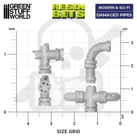 3D printed set - Damaged Pipes 1:48-1:35 - rury do makiet 20 szt.