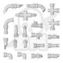 3D printed set - Damaged Pipes 1:48-1:35 - rury do makiet 20 szt.