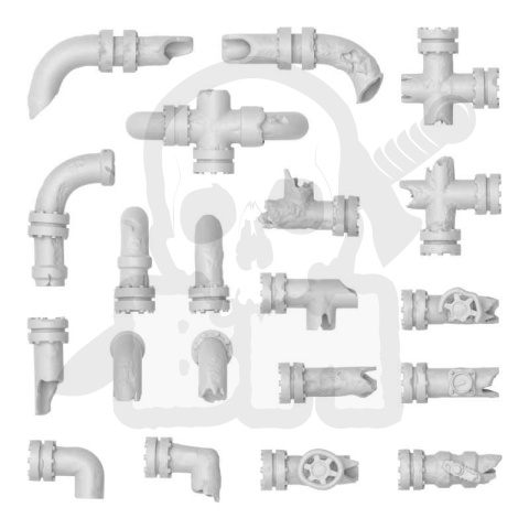 3D printed set - Damaged Pipes 1:48-1:35 - rury do makiet 20 szt.