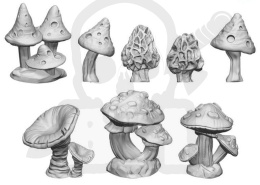 3D printed set Wild Mushrooms XL - Wielkie Dzikie Grzyby 8 szt.