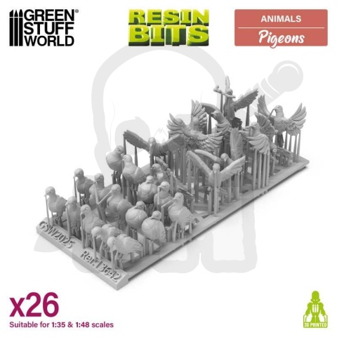 3D printed set - Pigeons 1:48-1:35 - gołębie ptaki 26 szt.