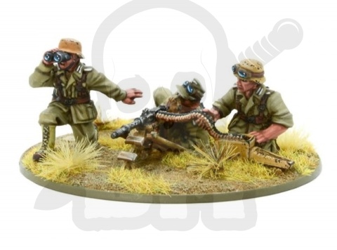 BOLT ACTION Afrika Korps MMG Team 3 szt + 1 MG