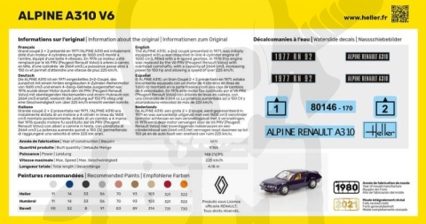 Heller 80146 Model samochodu Alpine A310 - 1:43
