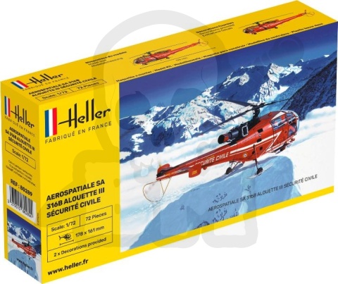 Heller 80289 Model śmigłowca SA 316 Alouette III Securite Civile - 1:72