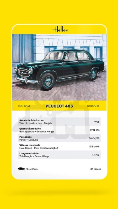 Heller 80161 model samochodu Peugeot 403 - 1:43