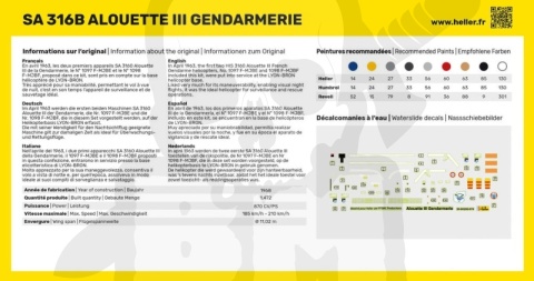 Heller 80286 Model śmigłowca SA 316 Alouette III Gendarmerie - 1:72