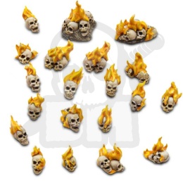 3D printed set - Resin Burning Skulls - czaszki 30 szt.