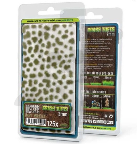 Static Grass Tufts 2mm - Dried Green