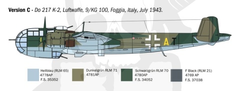1:72 Model bombowca Dornier Do 217 K-1/K-2 with Fritz-X guided bombs