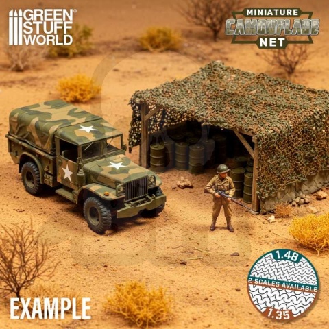Miniature Camouflage Nets Green 1:48 - miniaturowa siatka maskująca