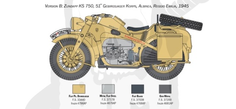 1:9 Model motocykla Zundapp Ks 750 w/side car