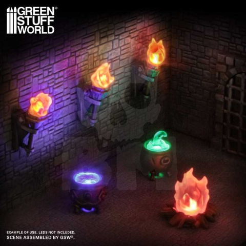 3D printed set - Wall Torches for 3mm LEDs 1:48-1-35 - pochodnie 5 szt.