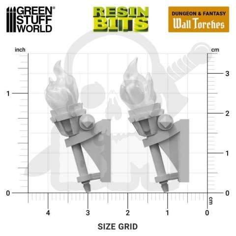 3D printed set - Wall Torches for 3mm LEDs 1:48-1-35 - pochodnie 5 szt.
