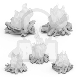 3D printed set - Campfires for 3mm LEDs 1:48-1-35 - ogniska 5 szt.