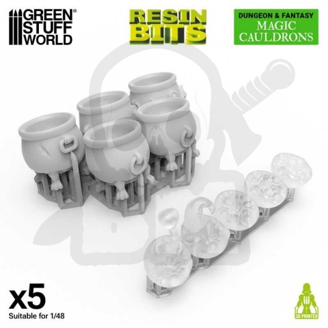 3D printed set - Magic Cauldrons for 3mm LEDs 1:48 - kociołki 5 szt.