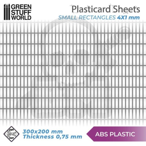 ABS Plasticard - Małe prostokąty arkusz teksturowany A4