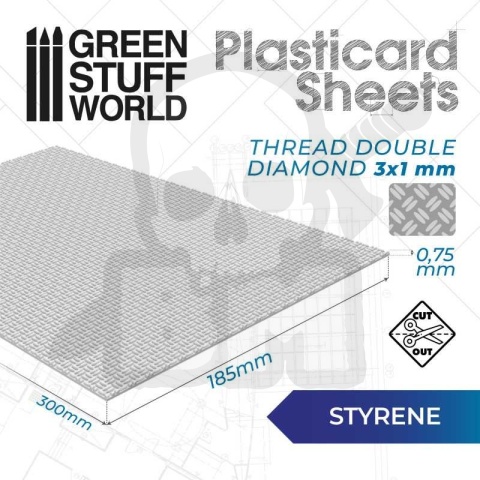 ABS Plasticard - Podwójny diamentowy arkusz teksturowany A4