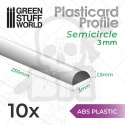 ABS Plasticard - Profile SEMICIRCLE 2x3mm 10 szt.