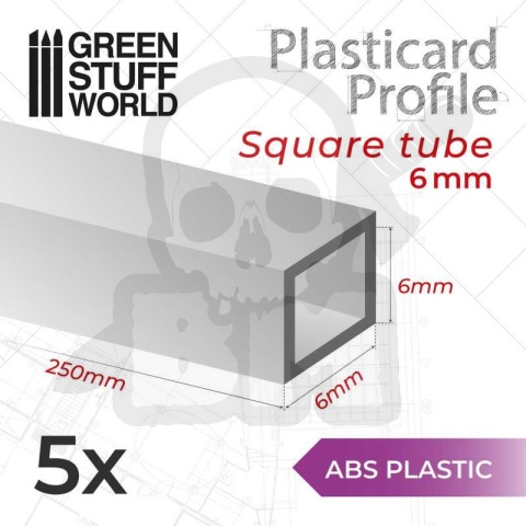 ABS Plasticard - Profile SQUARED TUBE 6mm 5 szt.
