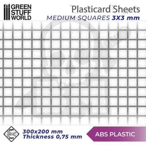 ABS Plasticard - Średni kwadrat arkusz teksturowany A4