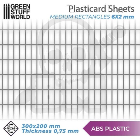 ABS Plasticard - Średnie prostokąty arkusz teksturowany A4