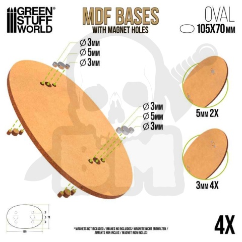 MDF Bases - Oval 105x70 mm 4 szt. podstawki pod figurki