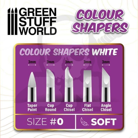 Green Stuff Pędzle silikonowe Size 0 - White 5szt.