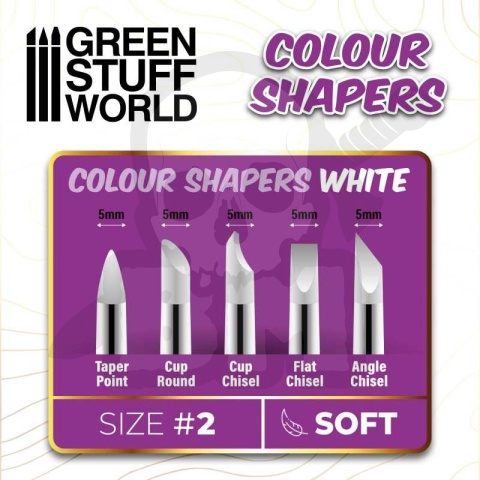 Green Stuff Pędzle silikonowe Size 2 - White 5szt.