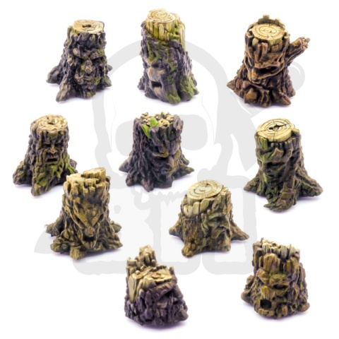 3D printed set - Small Haunted Tree Stumps - nawiedzone pieńki 10 szt.