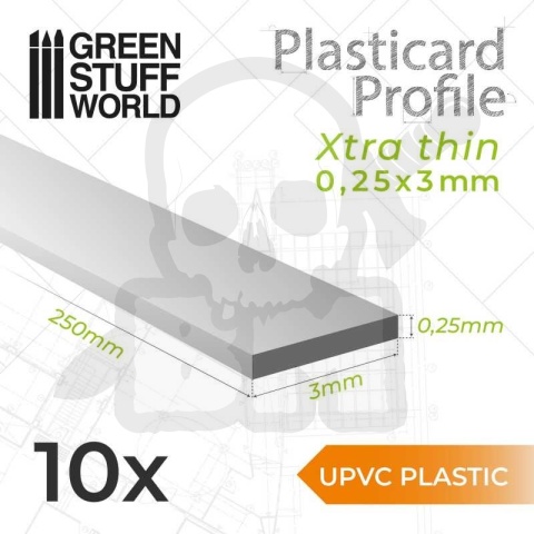 uPVC Plasticard - Profile Xtra-thin 0.25x3 mm 10szt.
