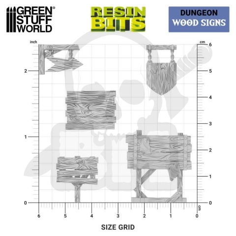 3D printed set Wood Signs 1:48-1:35 - drewniane znaki i szyldy 16 szt.