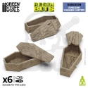 3D printed set Dungeon Wooden Coffins 1:48 - trumny z wiekami 3 kpl