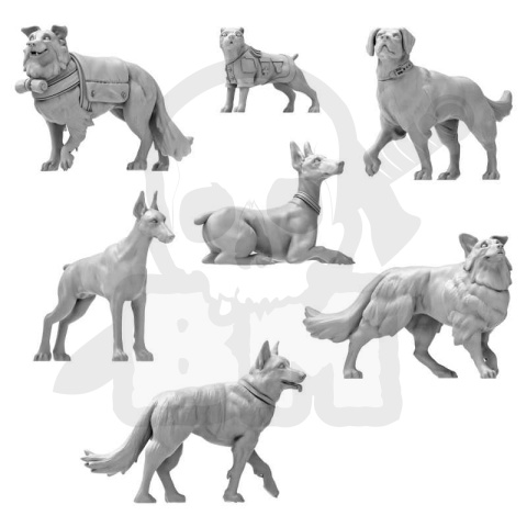 3D printed set War Dogs 1:35 - psy wojskowe 7 szt.