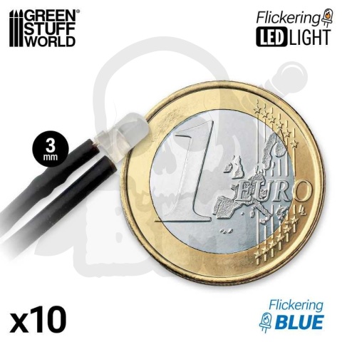 Niebieskie migoczące diody LED 3 mm 10 szt.