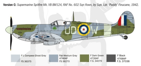 1:72 Model angielskiego myśliwca Spitfire Mk.V / Mk.IX Aces - pilot Zumbach