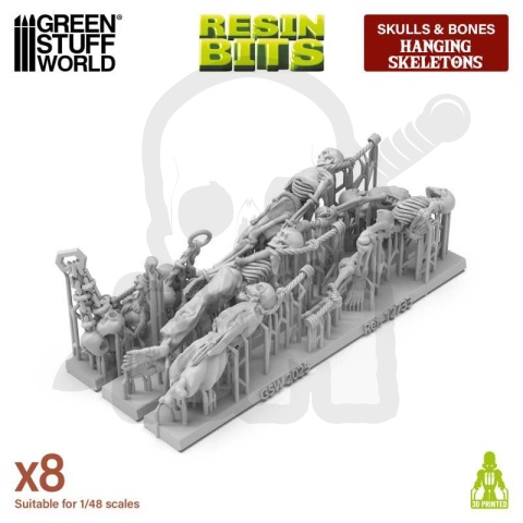 3D printed set - Hanging Skeletons 1:48 - szkielety wisielców 8 szt.