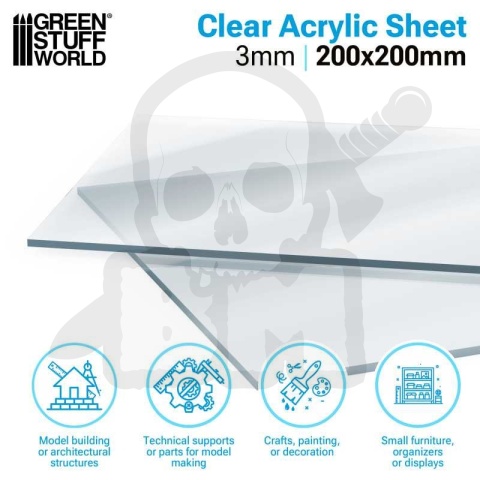 Acrylic sheet 200x200x3 mm - przezroczyste płyty akrylowe 2 szt.