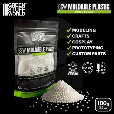 Moldable thermoplastic beads - White 100g - kulki termoplastyczne