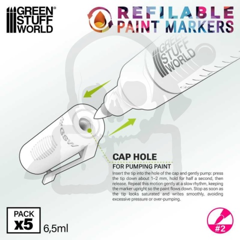 GSW Refillable markers - Size 2 - uniwersalne markery do farb 5 szt.