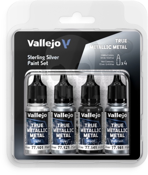 Vallejo 77251 True Metallic Metal Zestaw 4 farb Sterling Silver