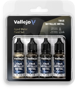 Vallejo 77258 True Metallic Metal Zestaw 4 farb Aged Metal