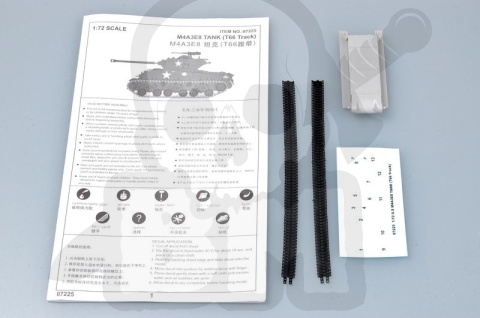 Trumpeter 07225 M4A3E8 Tank (T66 Track) Sherman 1:72