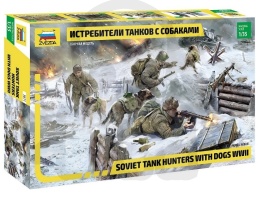 1:35 Soviet Tank Hunters with Dogs WWII - 3 żołnierzy z psami