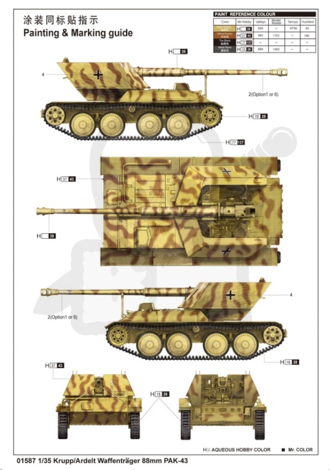 Trumpeter 01587 Model działa Krupp - Ardelt Waffentrager 88mm PAK-43 1:35