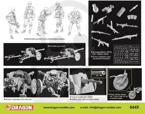 1:35 Dragon 6445 Armata przeciwpancerna 7.5cm Pak 97/38 w/Heer Gun Crew