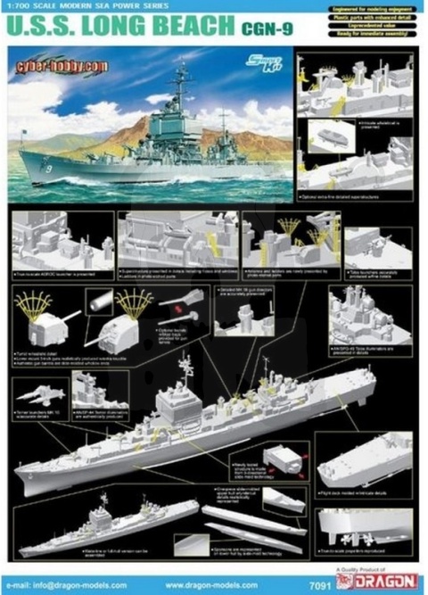 1:700 Krążownik rakietowy U.S.S. Long Beach CGN-9