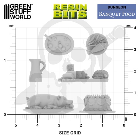 3D Printed Set - Banquet Food 1:48-1:35 - talerze z jedzeniem