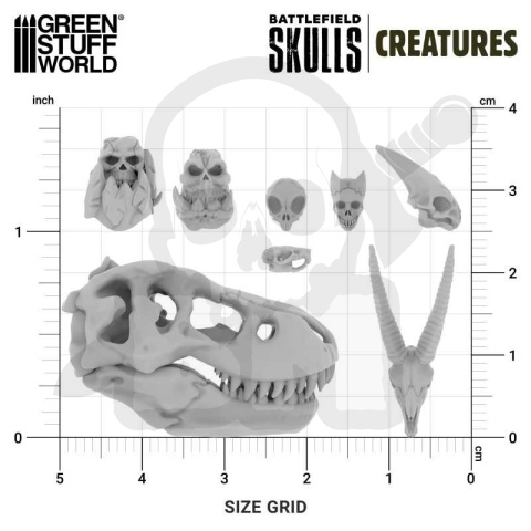 3D printed set - 300x Battlefield Creature Skulls 1:48-1:35 trzysta czaszek